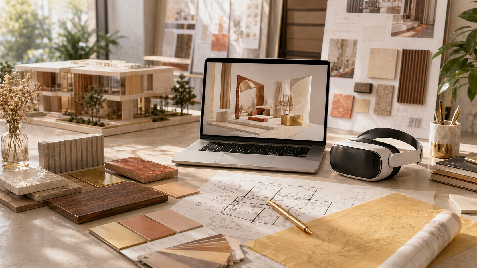 AR/VR architectural walkthrough preview of an interior project